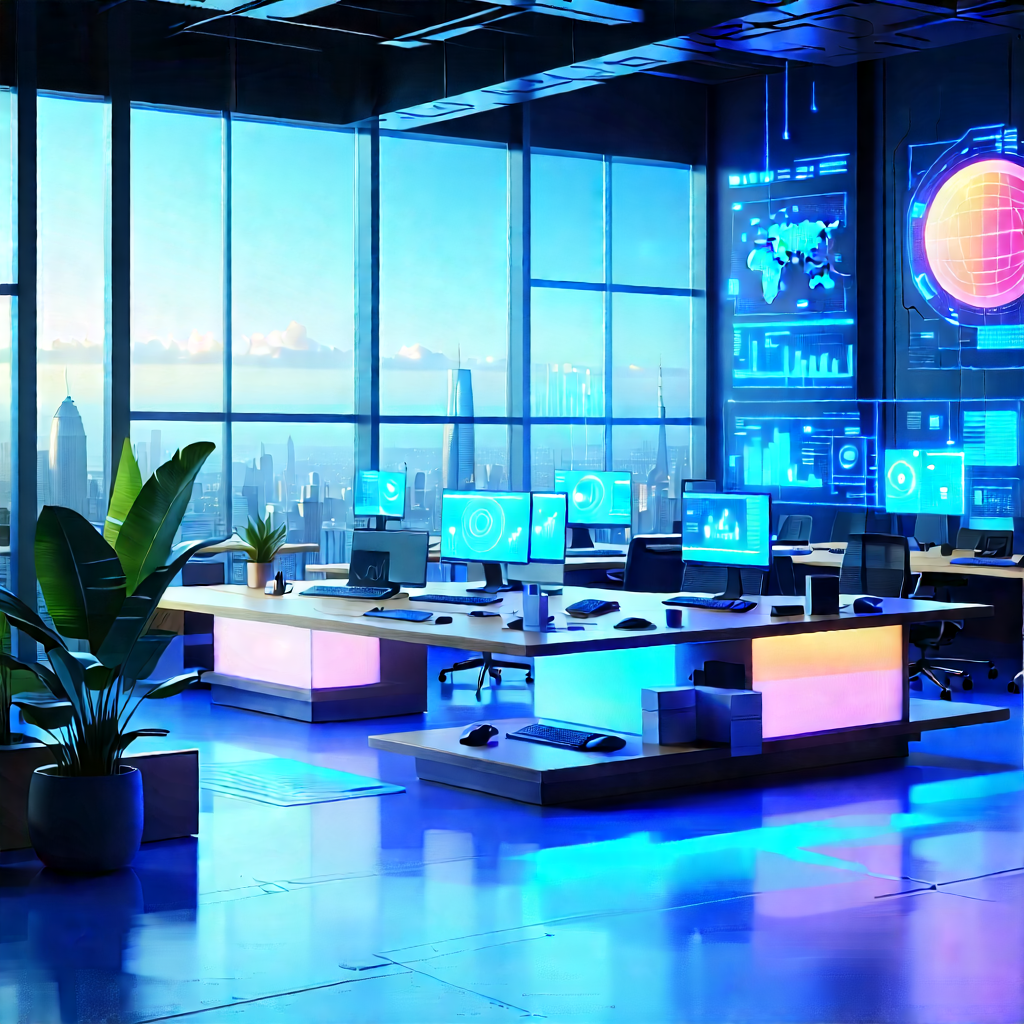 Futuristic Tech Startup Office With Image, There