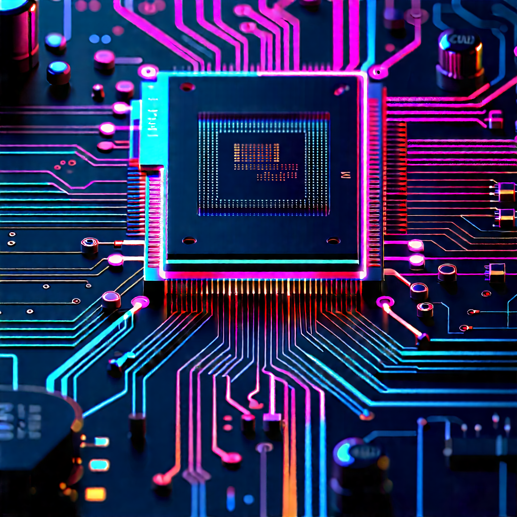 Circuit board with neon accents