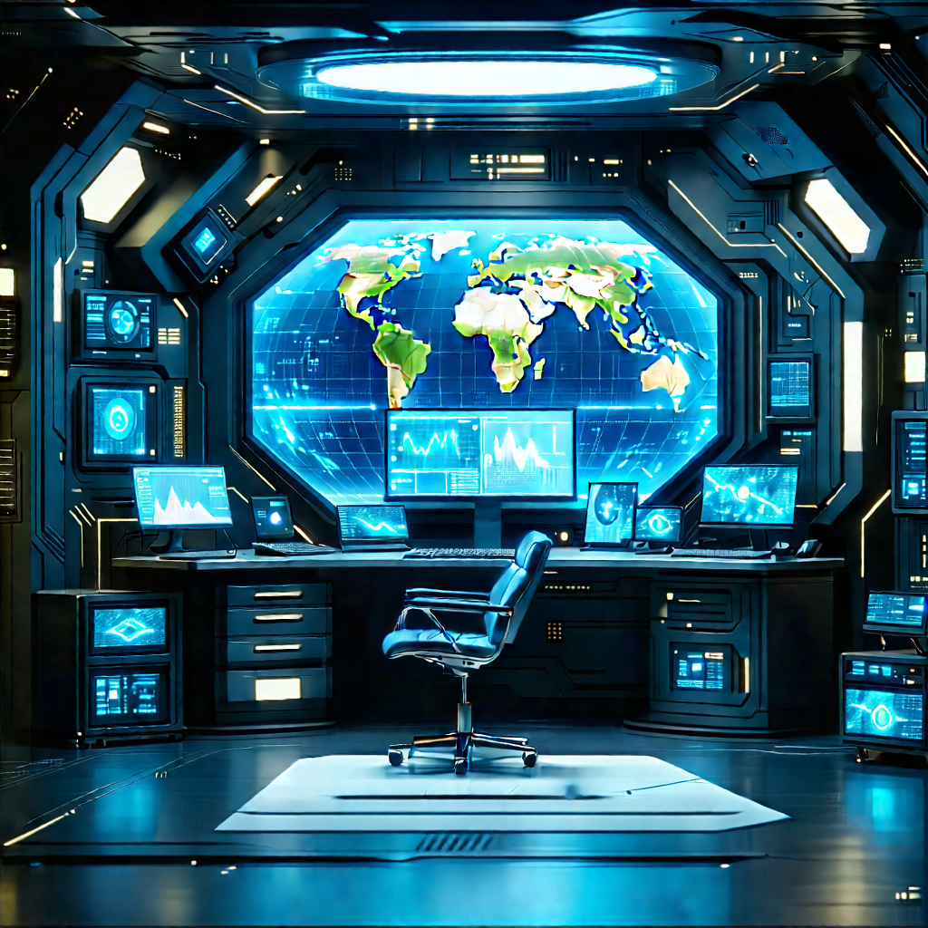 Futuristic digital workspace