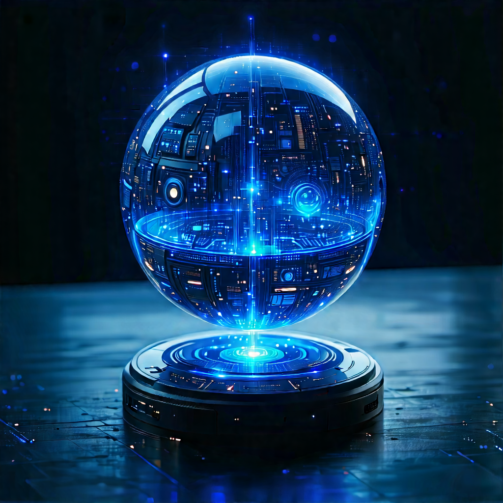 Artificial Intelligence Visualization With Blue Sphere