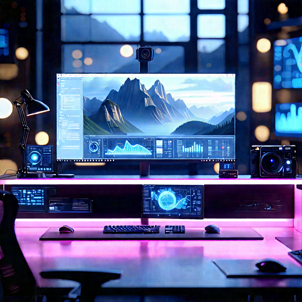 (futuristic:1.16) Tech Startup Office With Image, There
