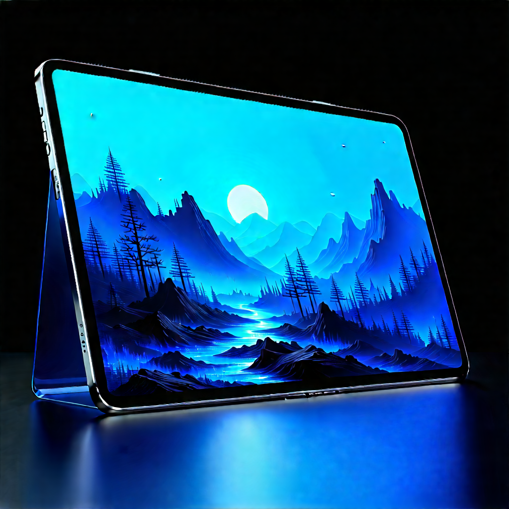 Tablet With Digital Artwork With Laptop Computer