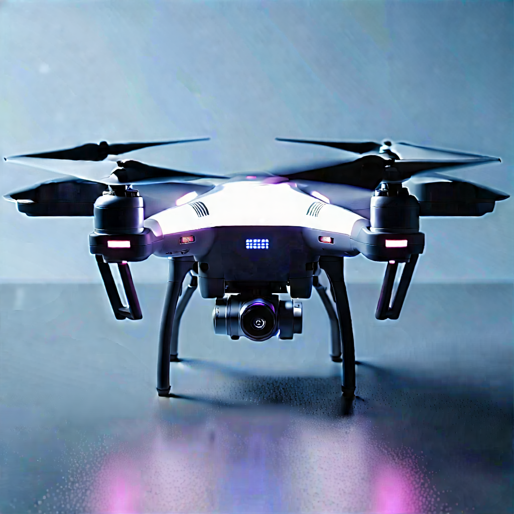 Drone With Glowing Screen With Black White