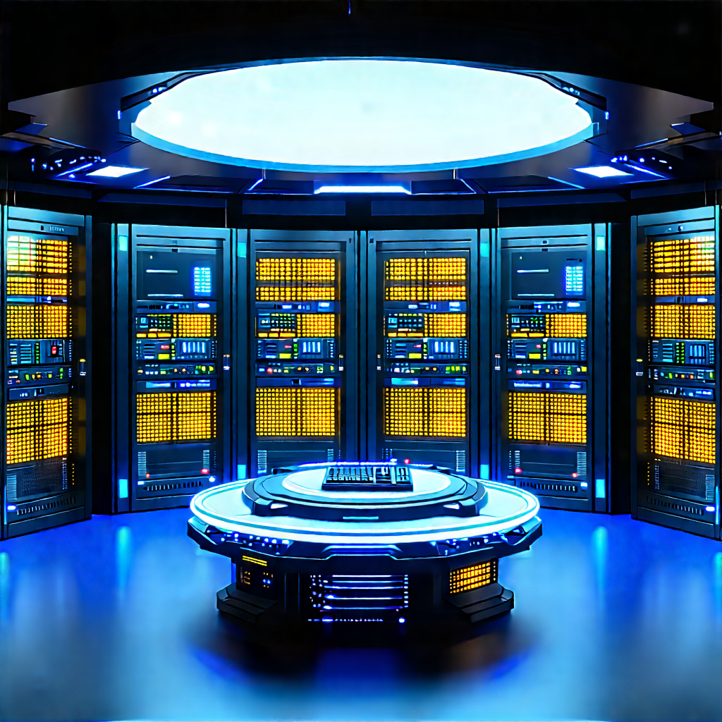 (futuristic:1.43) Server Room With Image, There