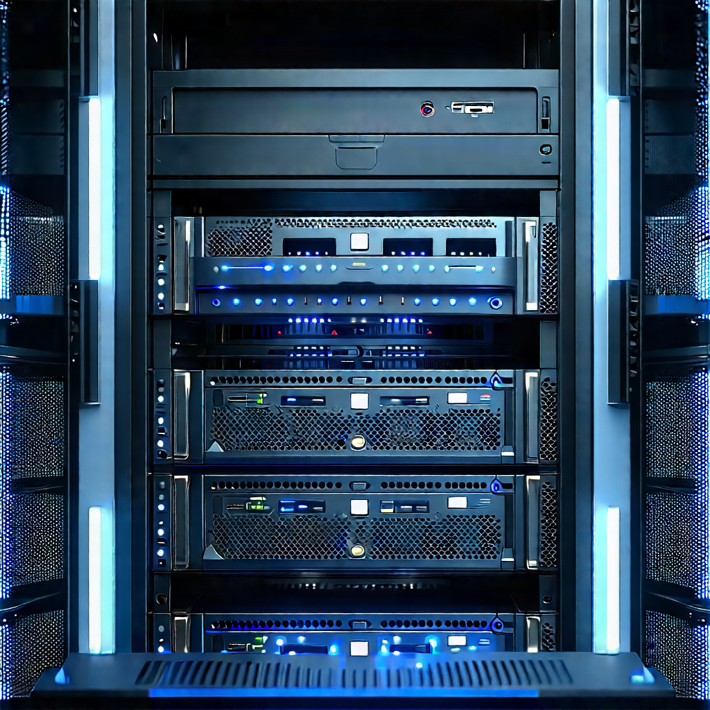 Server Rack With Digital Particles With Image, There