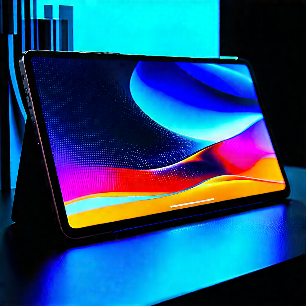 Tablet With Glowing Screen With Smartphone Placed