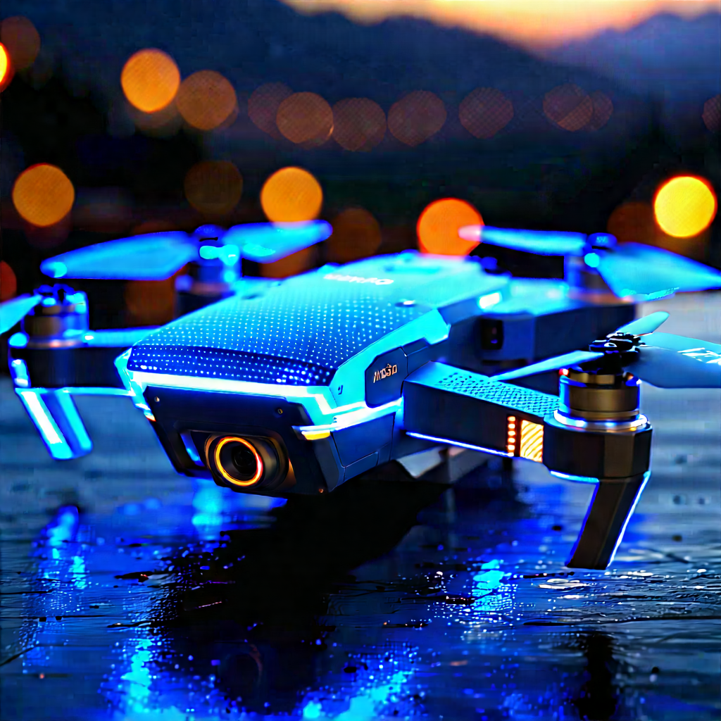 Drone With Holographic Display With Blue Drone