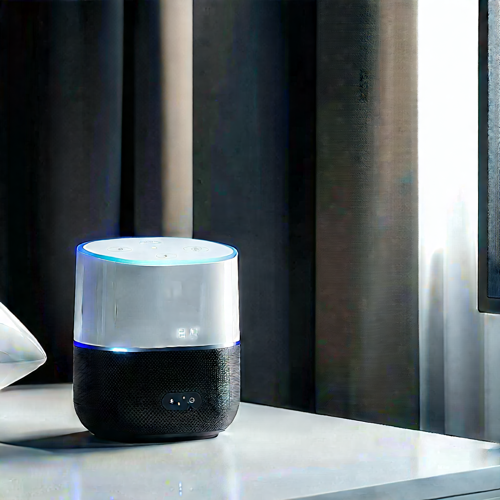 Smart Home Device With Digital Artwork With White Table