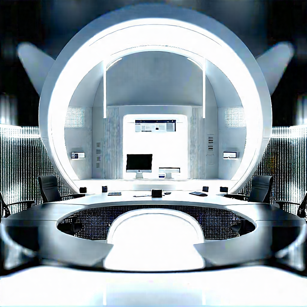 (futuristic:1.48) Tech Startup Office With Image, There
