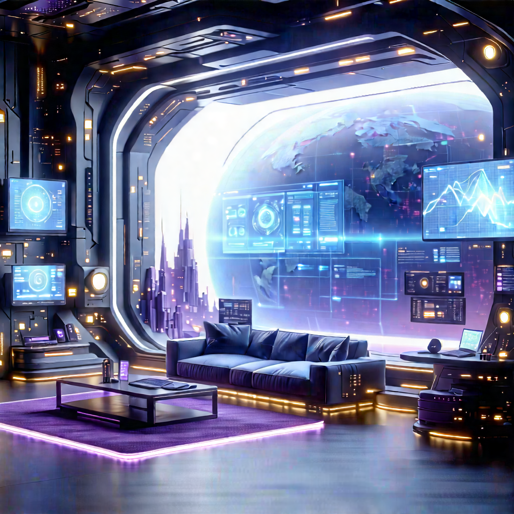Futuristic Tech Startup Office With Futuristic Living