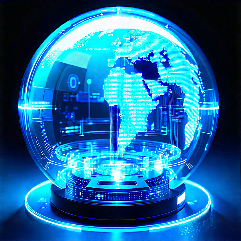 Healthcare Technology In Manufacturing Facility With Blue Globe