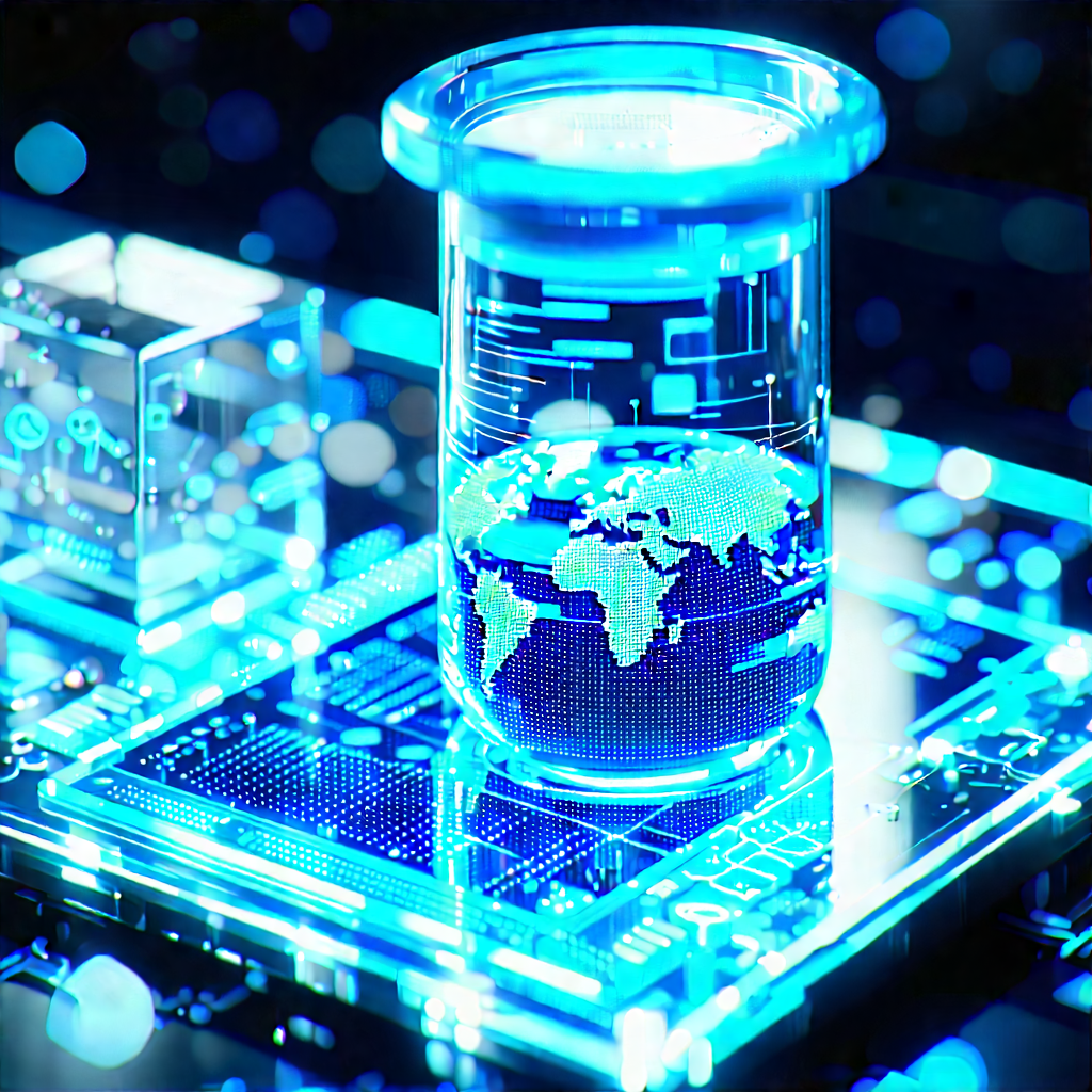 Financial Technology In Modern Laboratory With Blue Vase