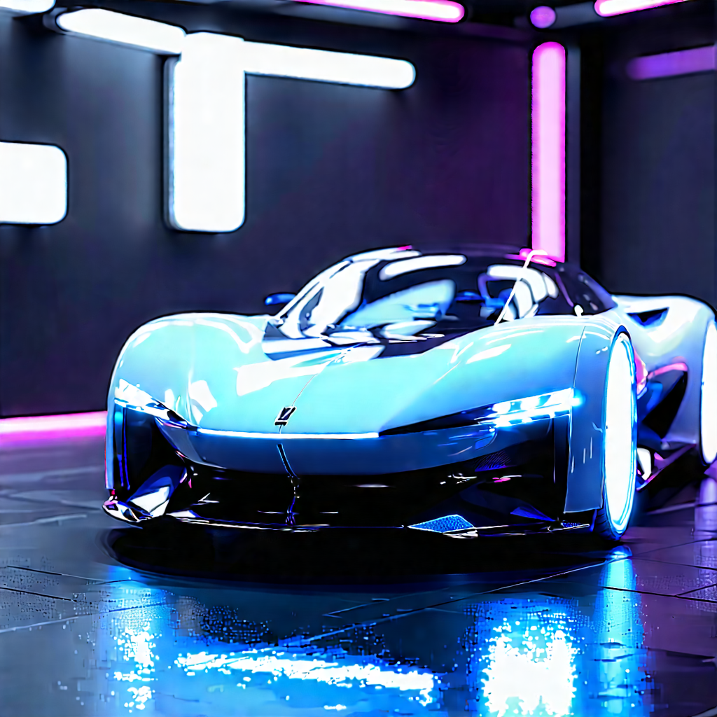 Innovative Electric Vehicle (design:1.46) With Futuristic Blue