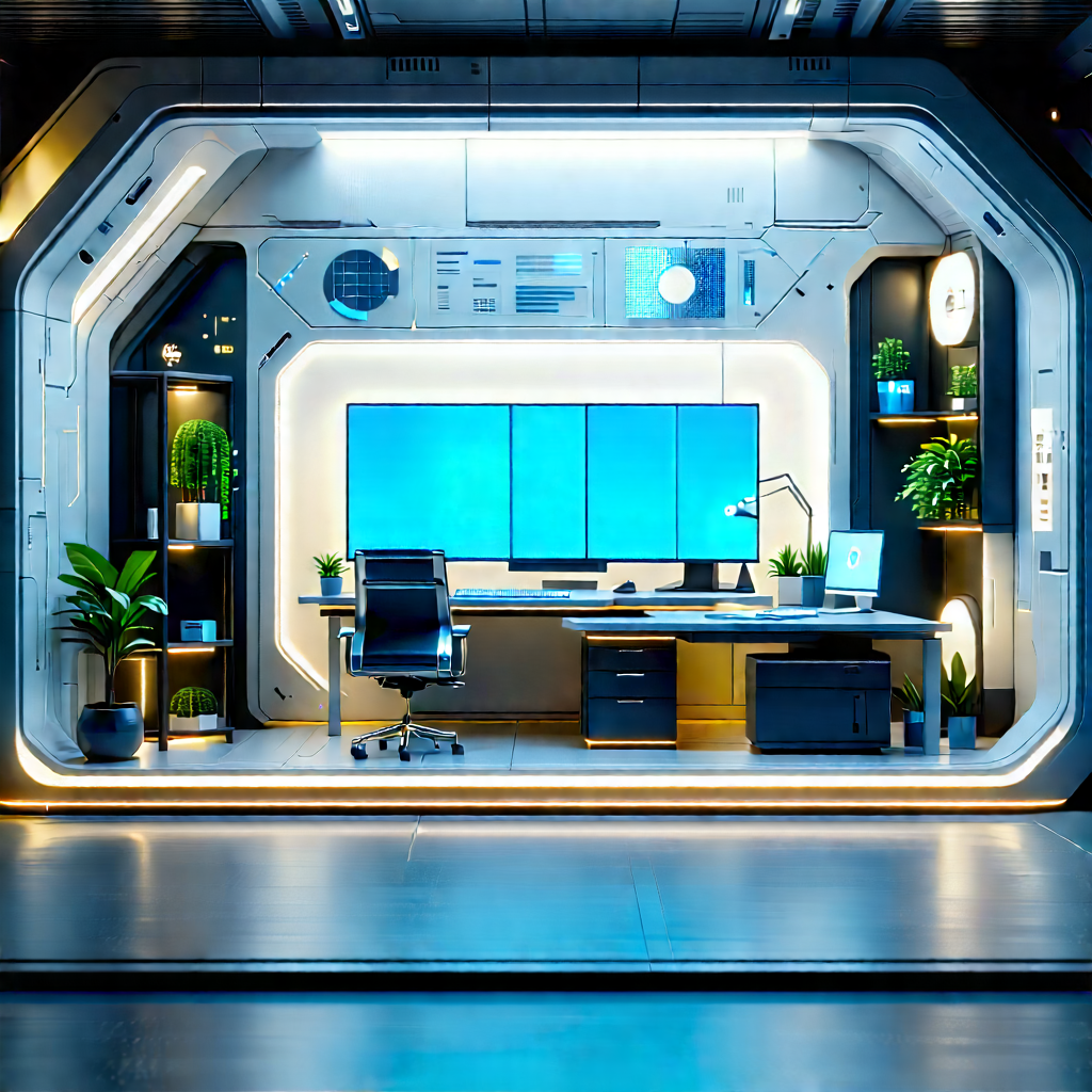 Futuristic Tech Startup Office With Image, There