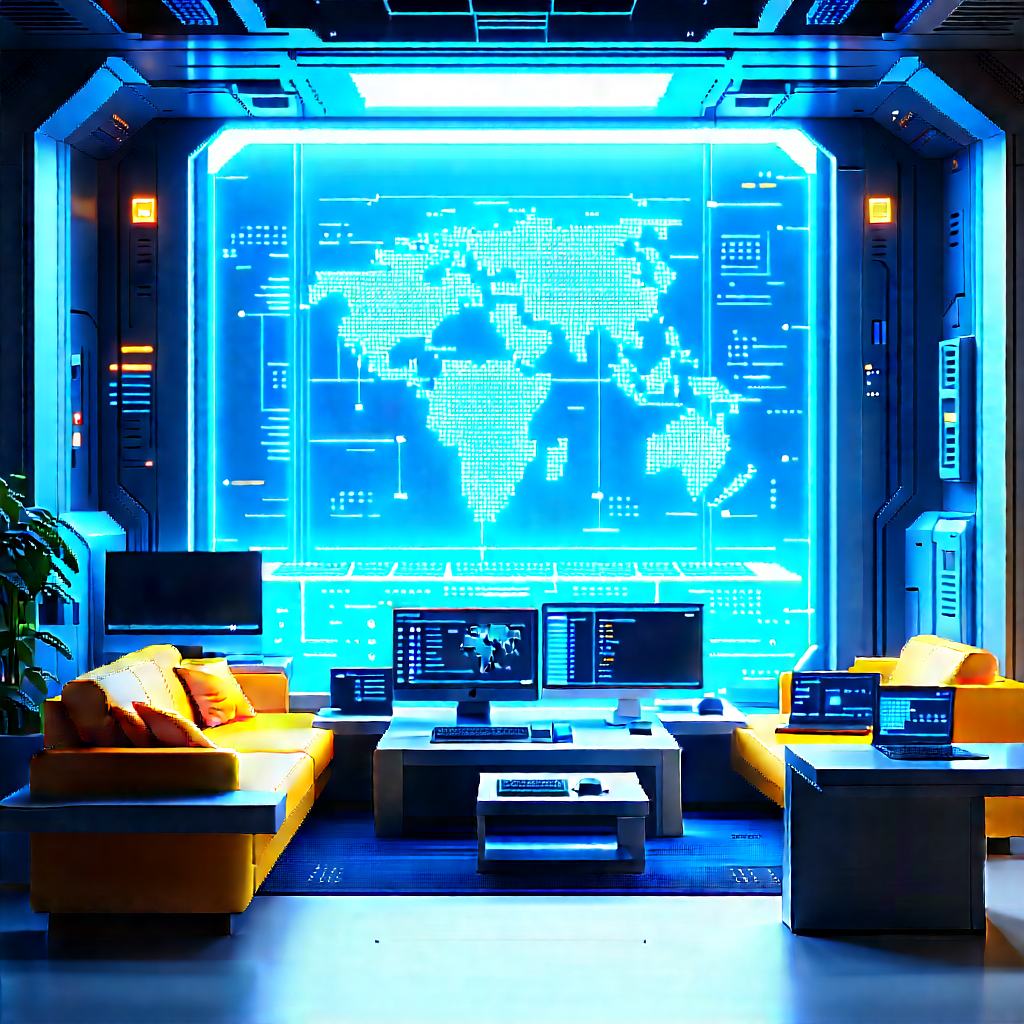 Futuristic Tech Startup Office With Futuristic Living
