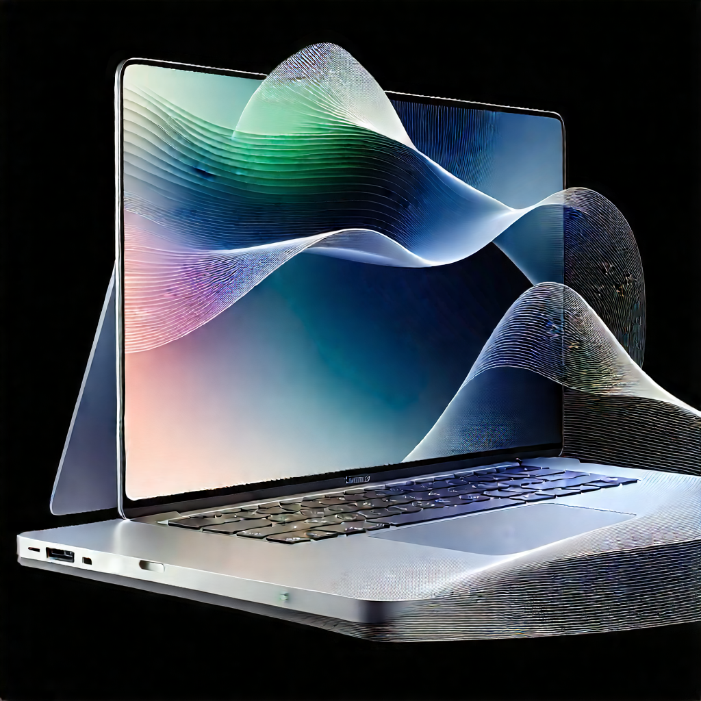 Laptop With Digital Artwork With Laptop Computer