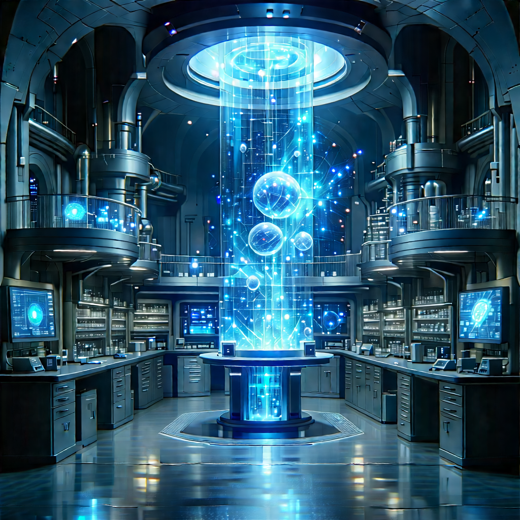 Futuristic Research Laboratory With Image, There