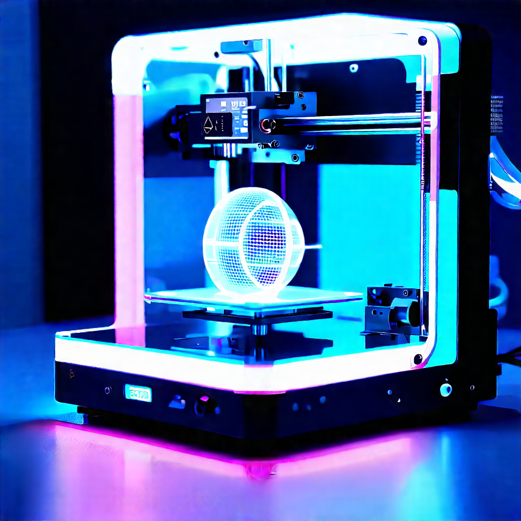 3d printer with neon accents