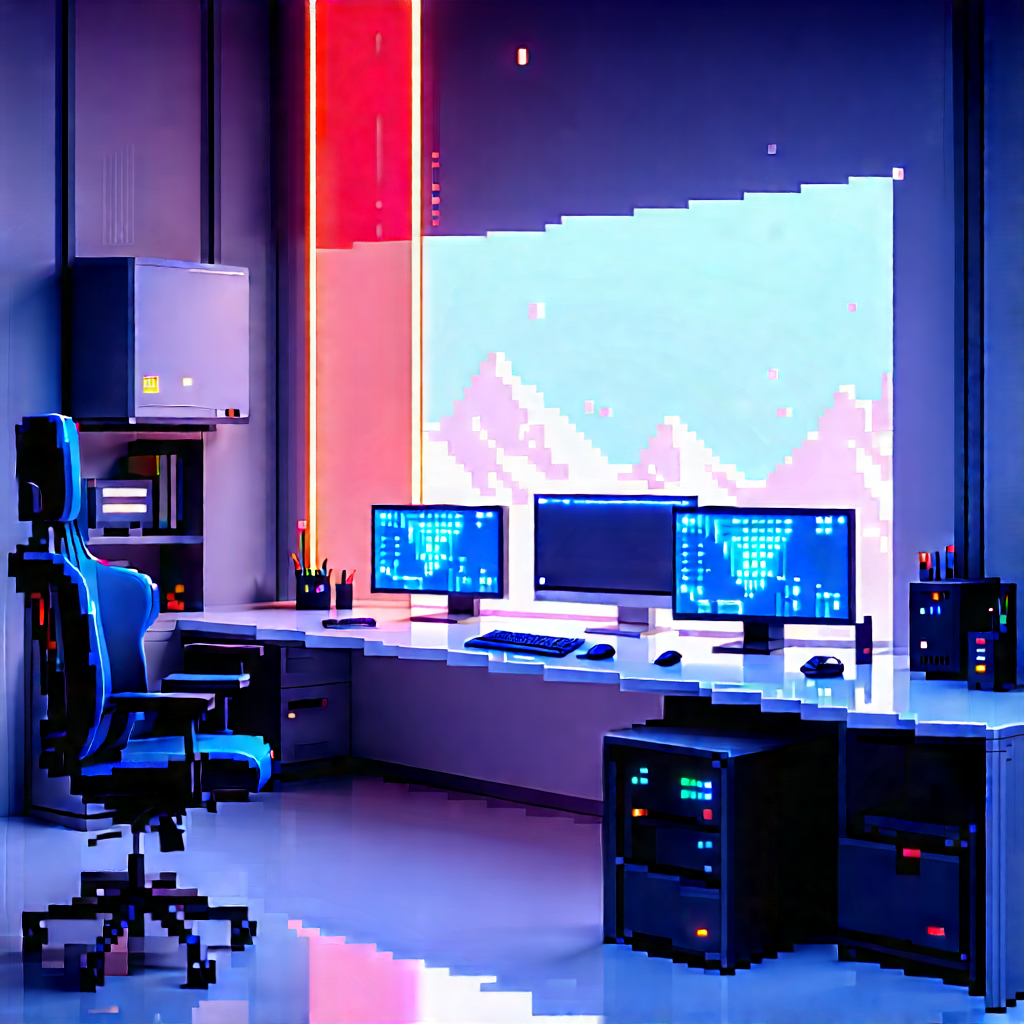 Futuristic Digital Workspace With Image, There