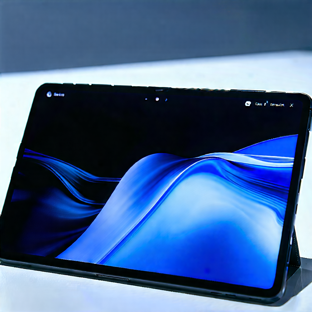Tablet With Streaming Content With Black Tablet