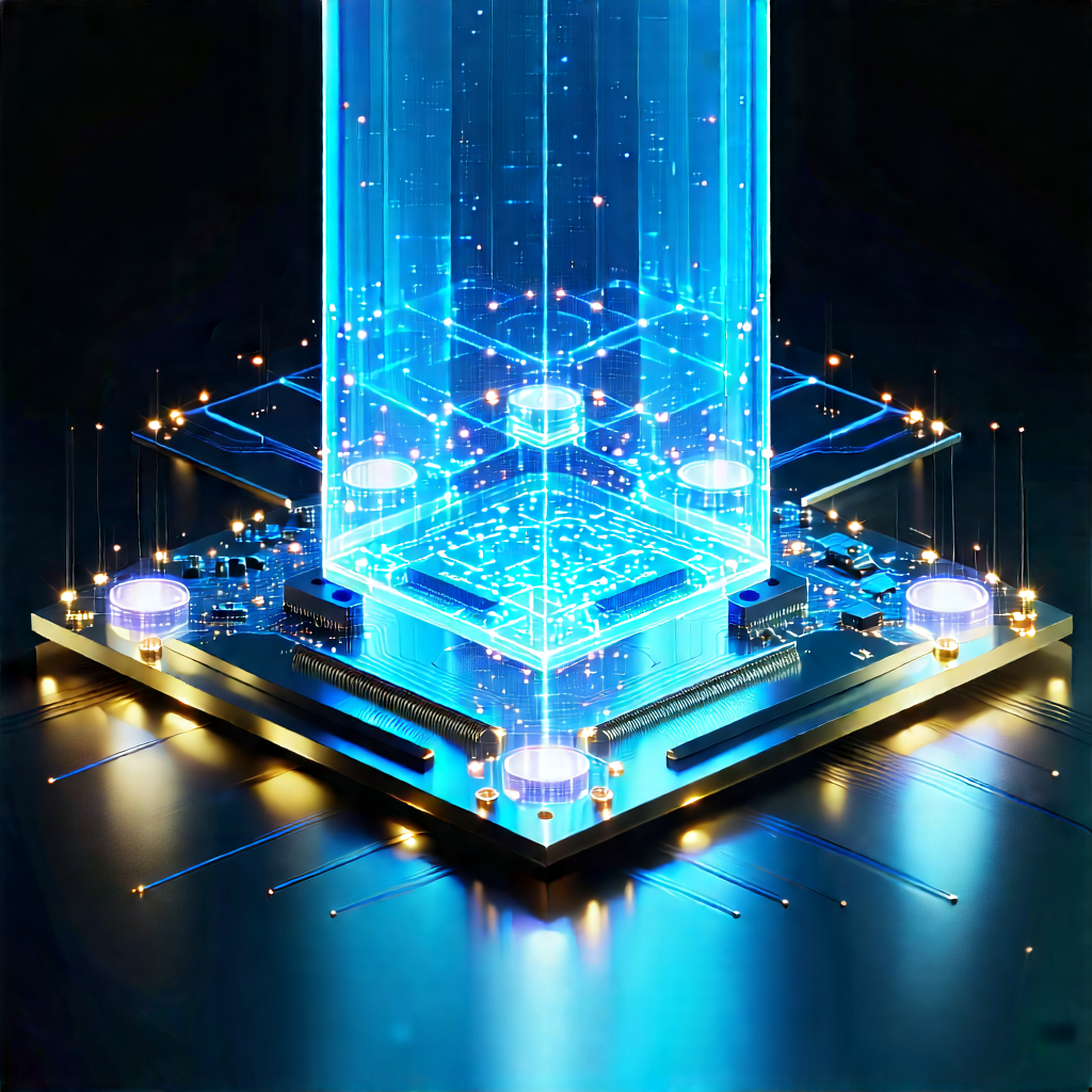 Quantum Computer With Holographic Projection With Blue White