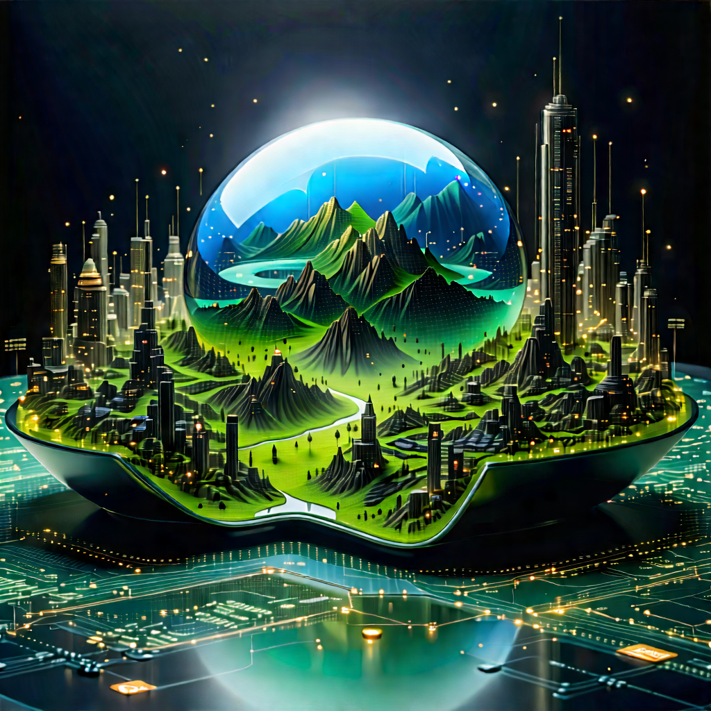 Financial Technology In Tech Office With Futuristic City