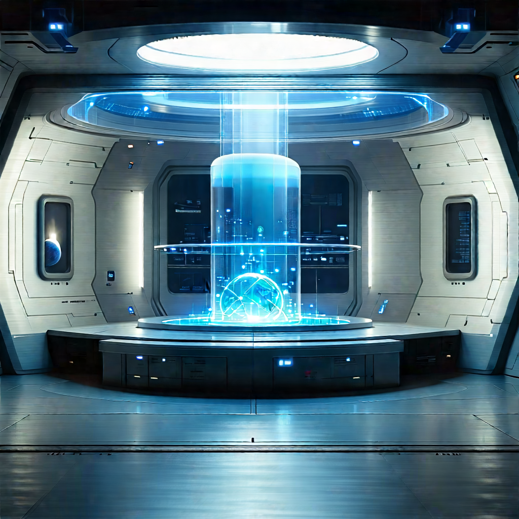 Futuristic Research Laboratory With Image, There