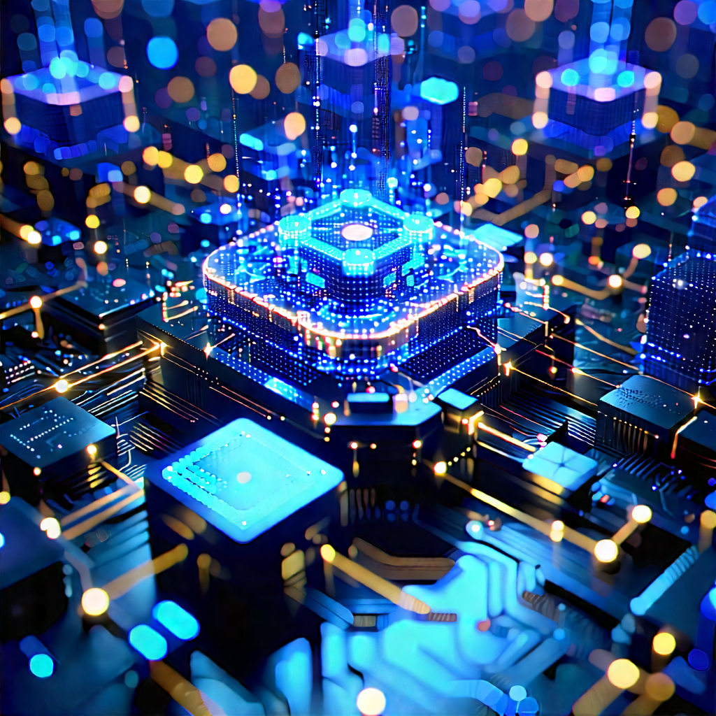 Blockchain Network Visualization With Futuristic Cityscape
