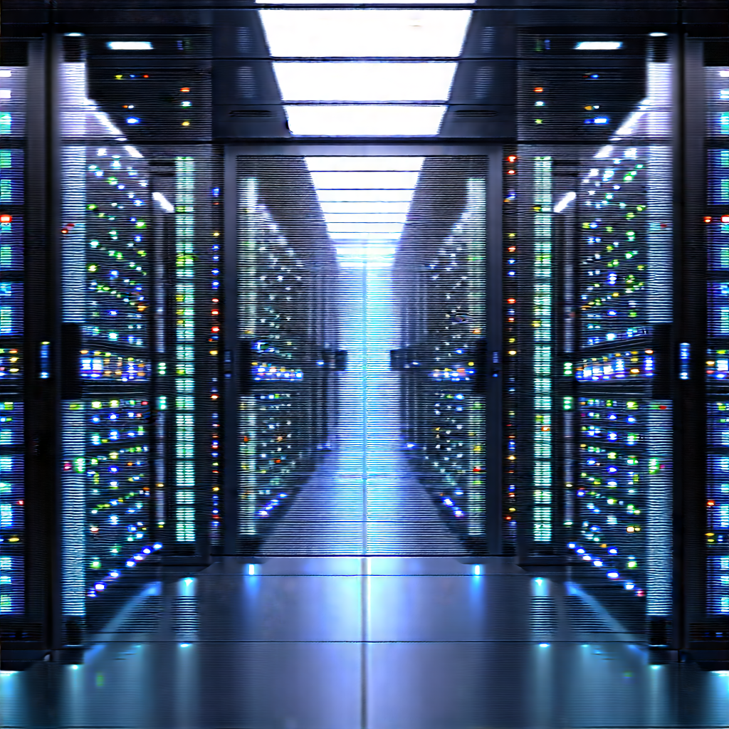 Server rack with (digital:1.4) particles