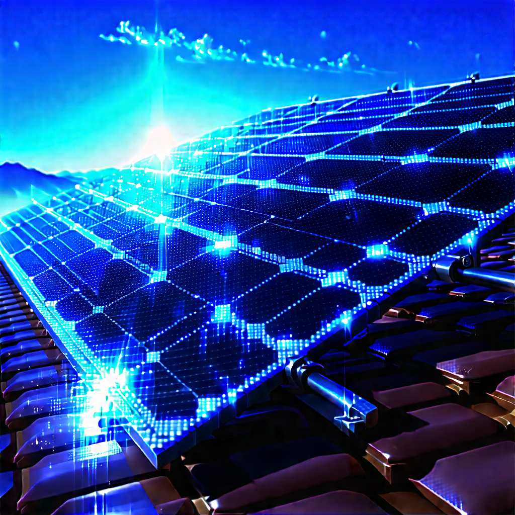 Solar Panel With Blue Light Glow With Solar Panel