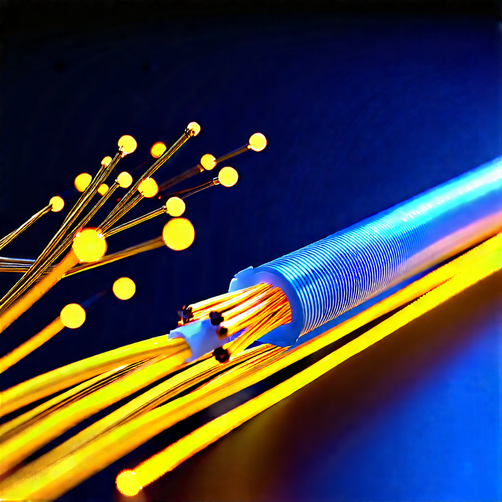 Close-up Of Fiber Optic Cables With Close-up Blue