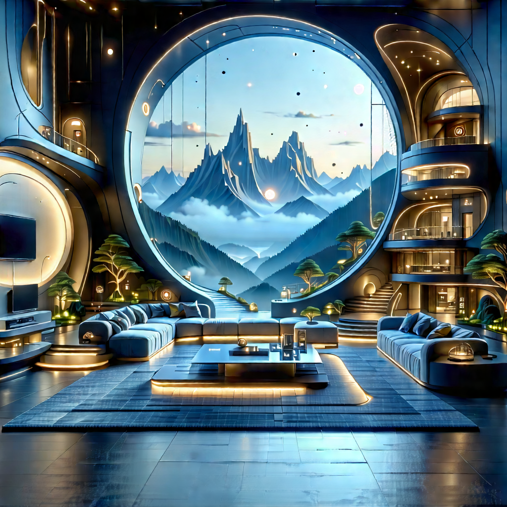 (futuristic:1.37) Smart Home With Image, There