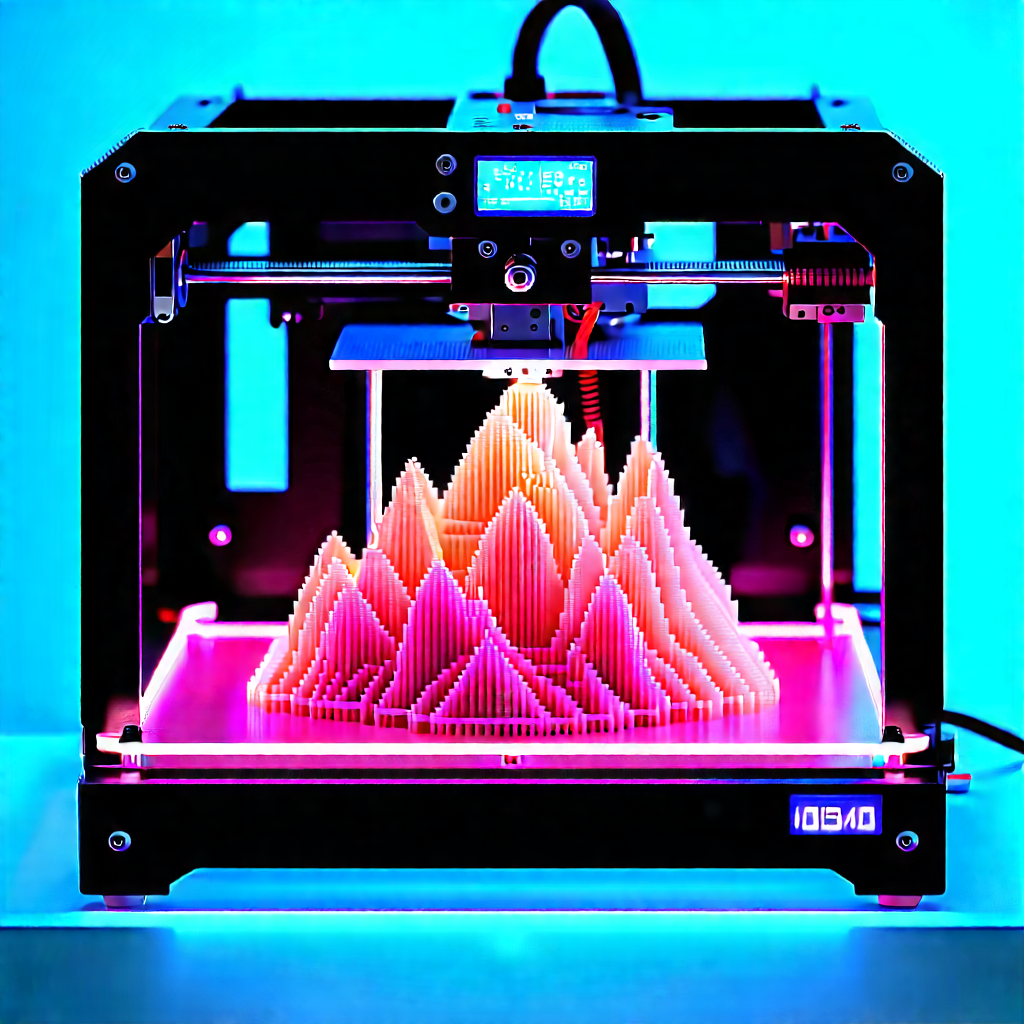 3d printer with neon accents
