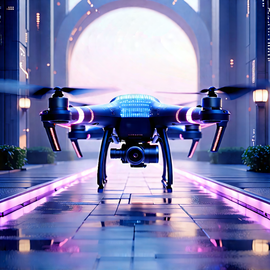 Drone With (digital:1.4) Artwork With Blue Black