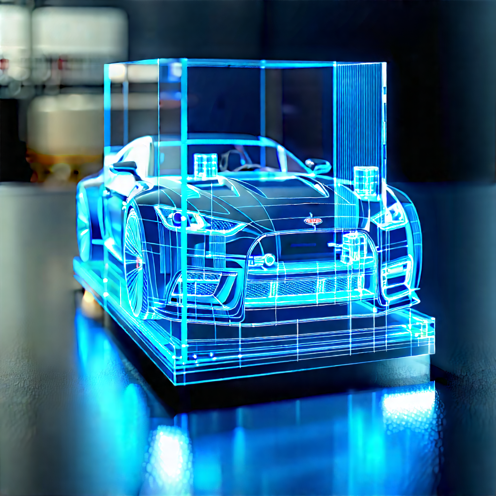 Automotive Technology In Modern Laboratory With Blue Displayed