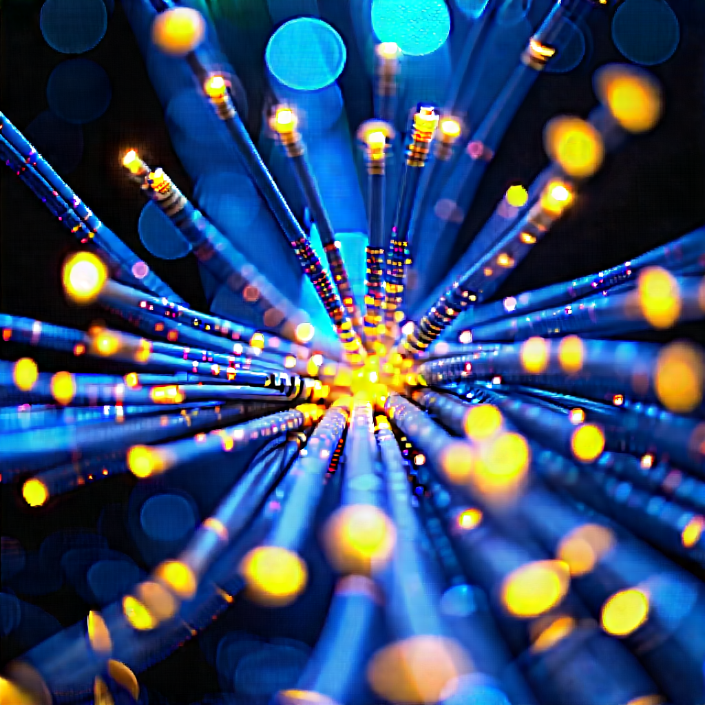 Close-up Of Fiber Optic Cables With Close-up Large
