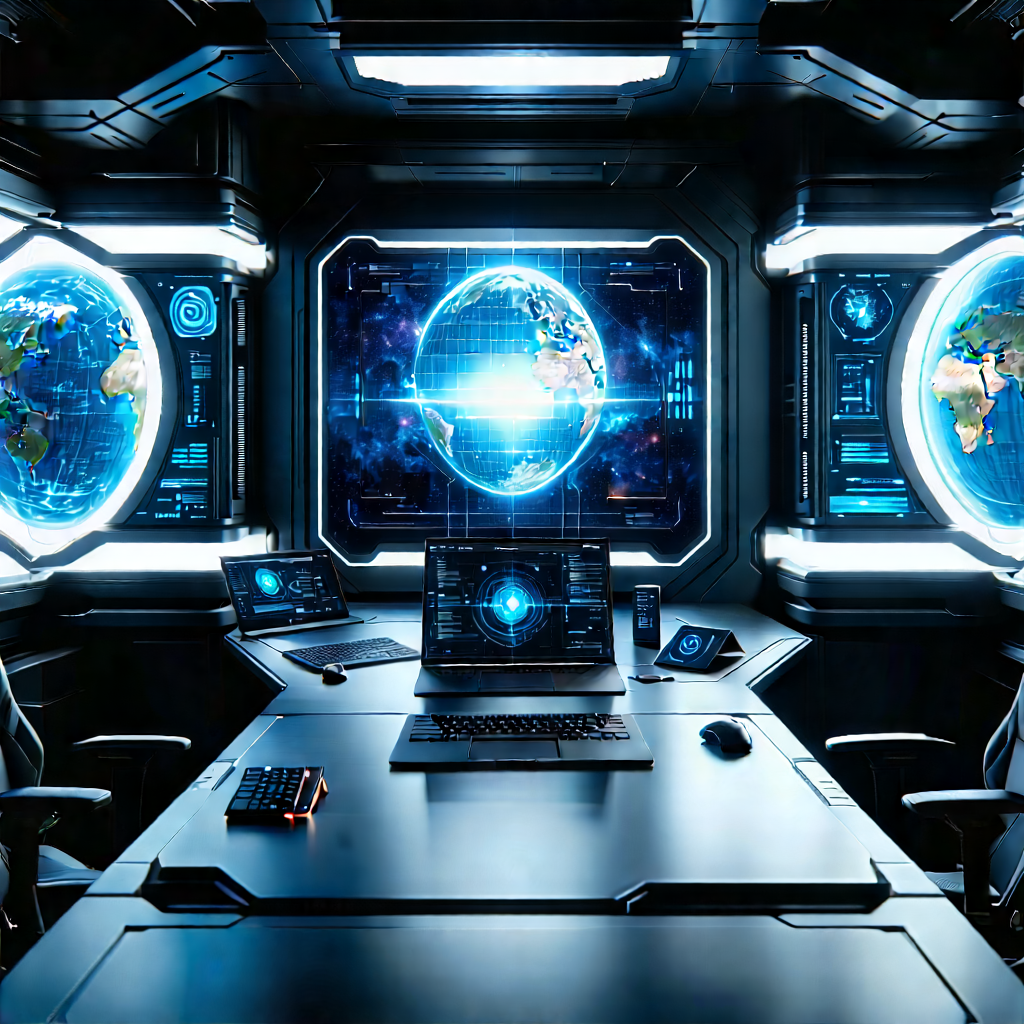 Futuristic digital workspace
