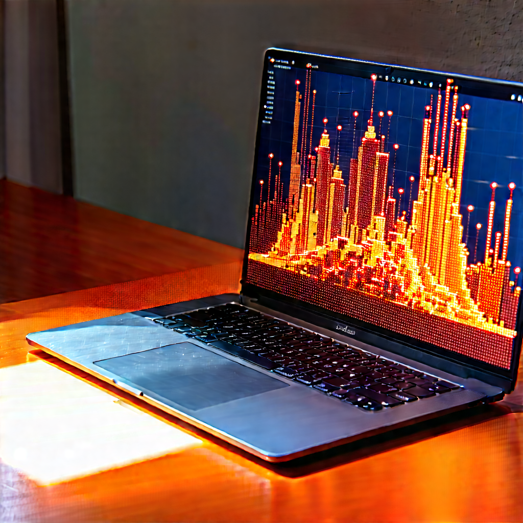 Laptop With Data Visualization With Laptop Computer