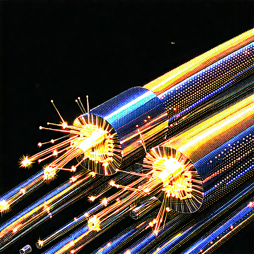 Close-up of fiber optic cables
