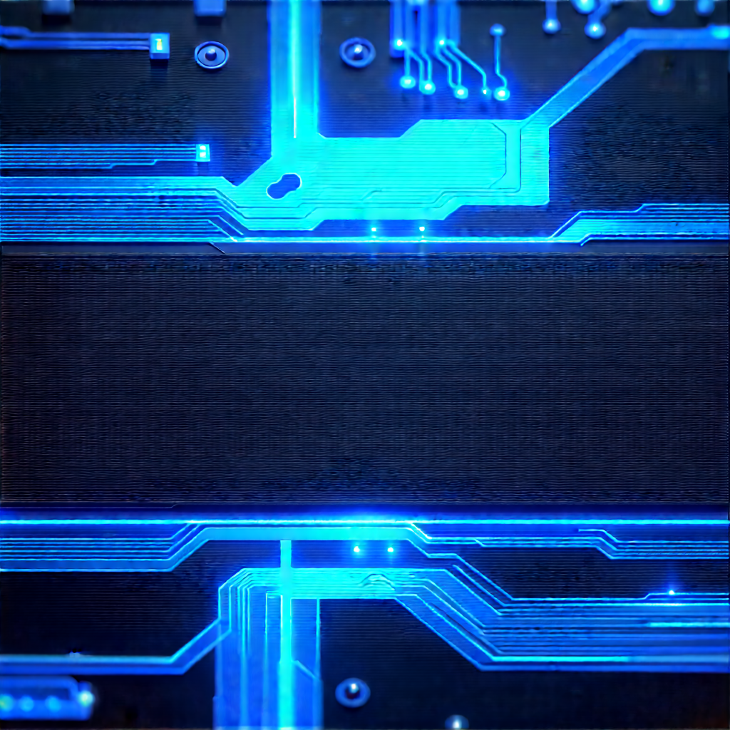 Circuit board with blue light glow