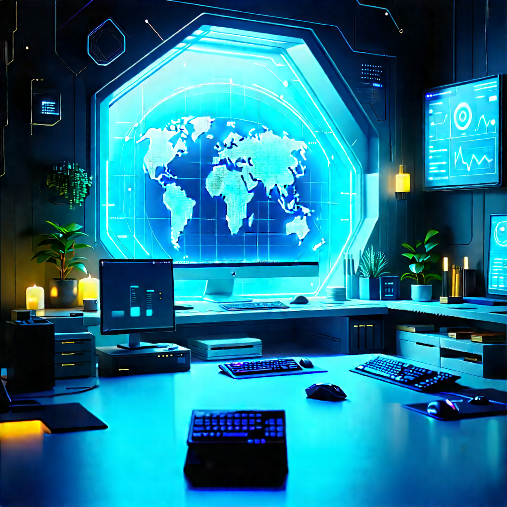 Futuristic Tech Startup Office With Image, There
