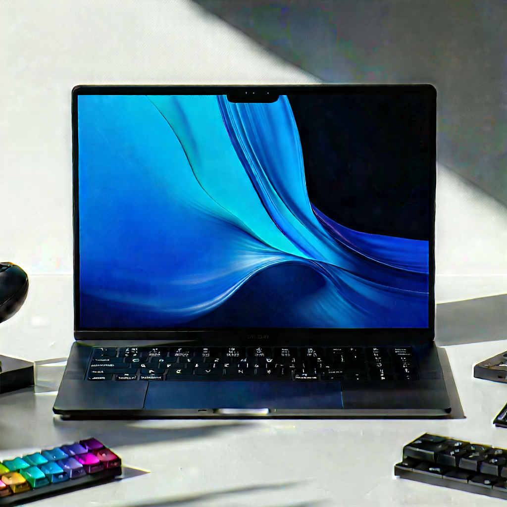 Laptop With (digital:1.25) Artwork With Laptop Computer