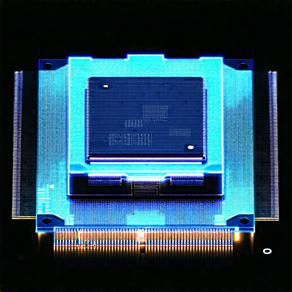 Microchip With Holographic Projection With Blue White