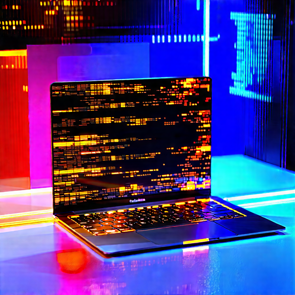 Laptop With Glowing Screen With Laptop Computer