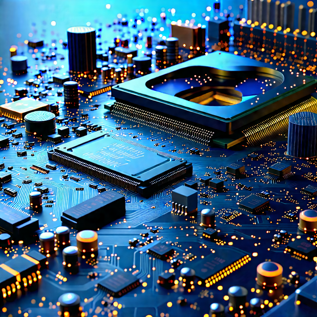 Circuit Board With (digital:1.13) Particles With Close-up Computer