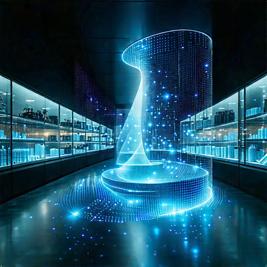 Educational Technology In Manufacturing Facility With Large, Blue,
