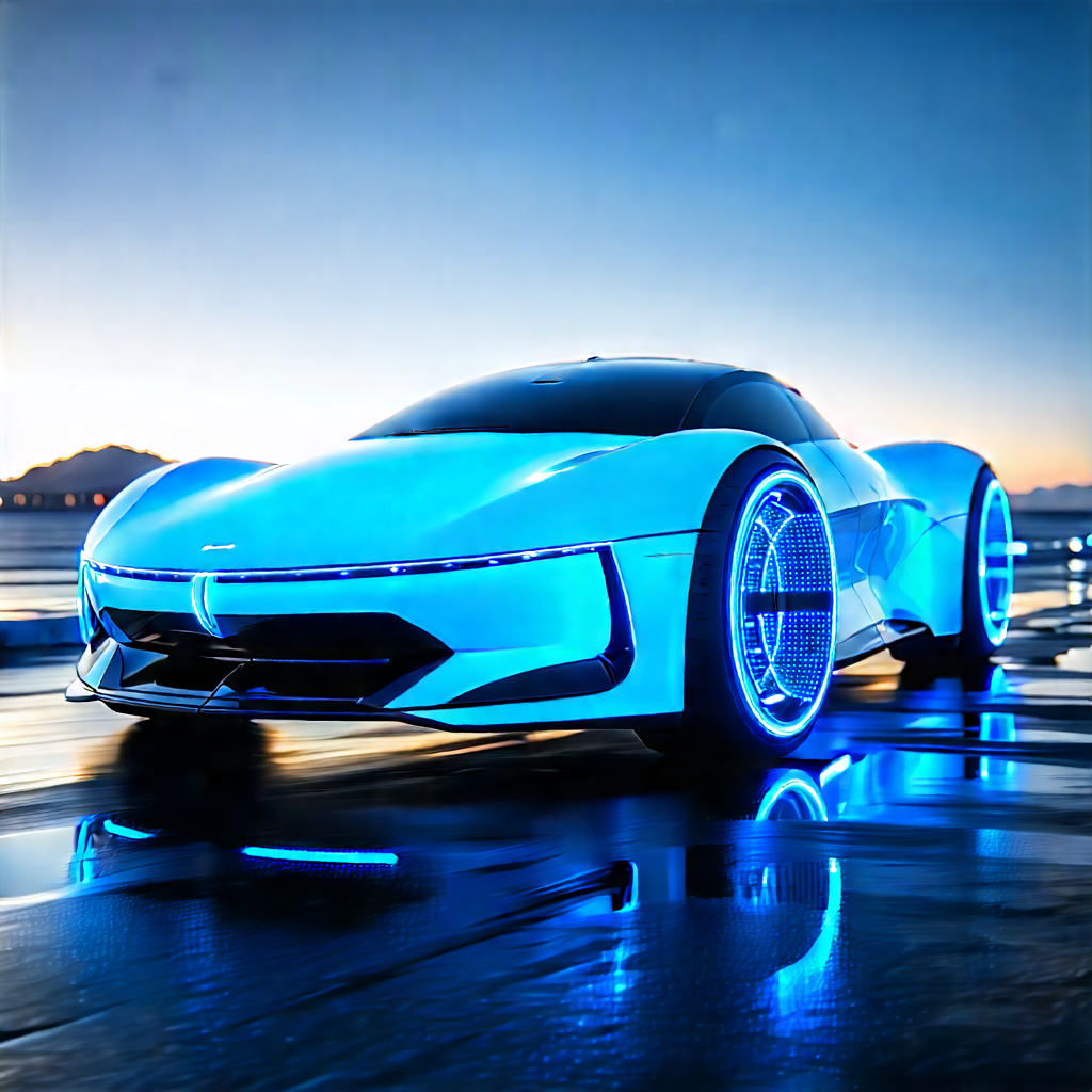 Innovative Electric Vehicle Design With Blue Futuristic