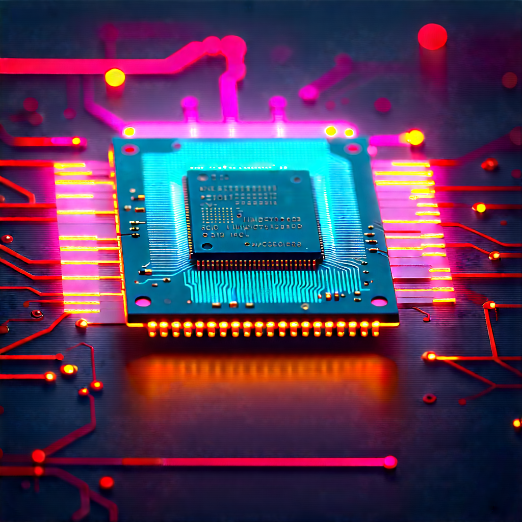Microchip with neon accents