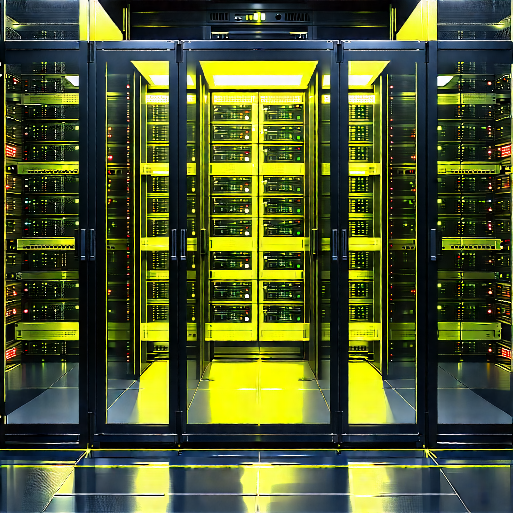 Server Rack With Laser Scanning With Large Computer