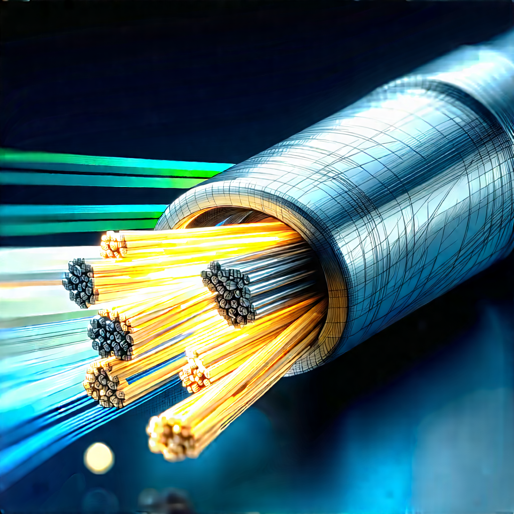 Close-up Of Fiber Optic Cables With Close-up Large